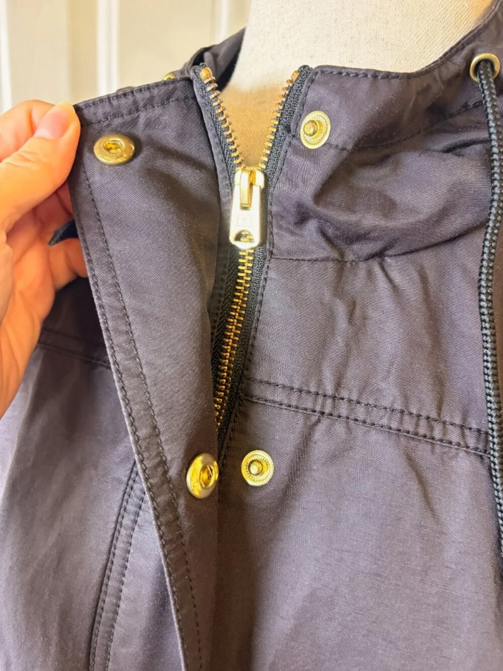 J.Crew Mercantile Black Water Resistant Hooded Rain Jacket Medium